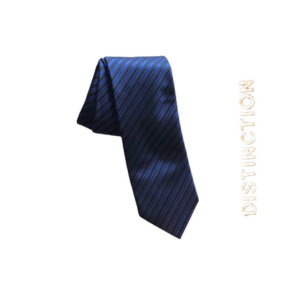 Distinction 100%‎ Silk Striped Tie - Black/Navy